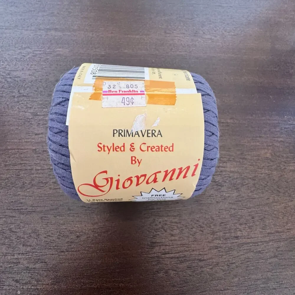 VTG Craft Yarn 1985 3 Rolls Purple 2 Blue Mothproof Made Italy 50 Grams Cotton